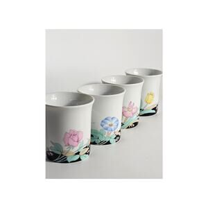 4 vintage floral porcelain mugs from "The Toscany Collection" made in Japan 80s
